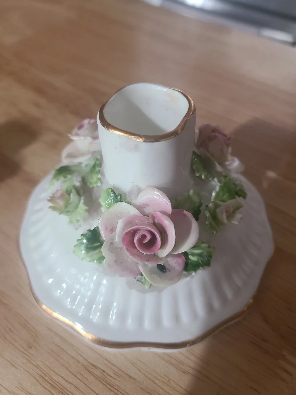 Royal Adderley Floral Bone China Candle Holders Pair Pink Roses England Vintage